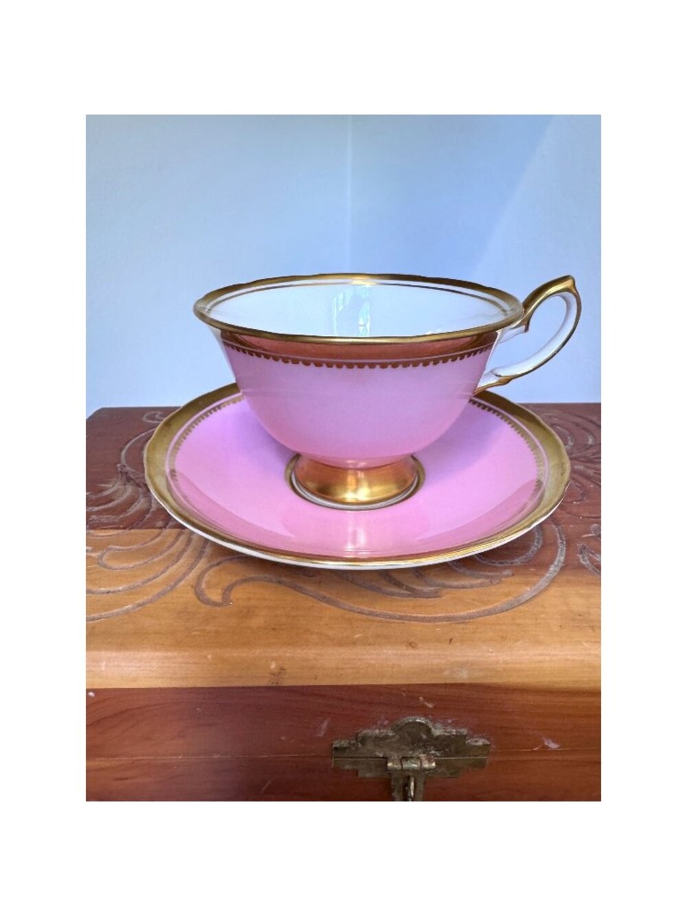 Vintage Royal Chelsea Pink Gold Bone China Teacup & Saucer